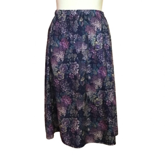 Vintage 70s Lilacs Midi Skirt - Picture 1 of 7